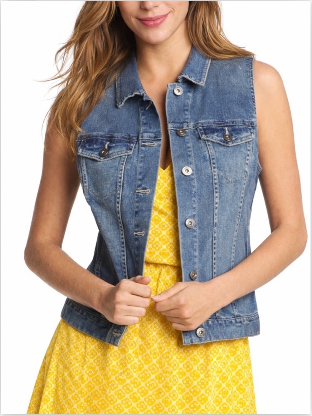 Vince Camuto Stretch Denim Vest, Size L